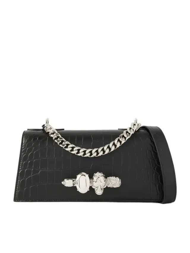Jeweled Satchel Mini Embellished Croc-effect Leather Shoulder Bag