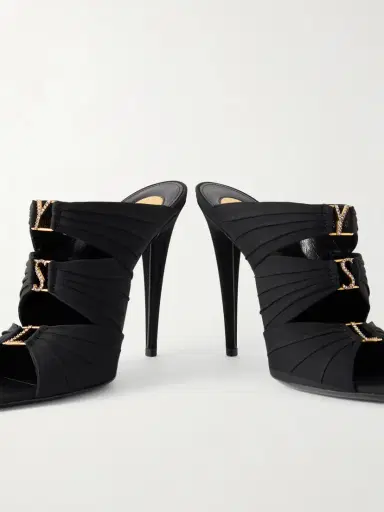 Saint Laurent Emilie Crystal-embellished Satin Crepe Mules | Thumbnail 5 Saint Laurent Emilie Crystal-embellished Satin Crepe Mules | Thumbnail 5