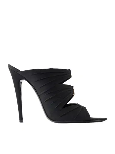 Saint Laurent Emilie Crystal-embellished Satin Crepe Mules | Thumbnail 1 Saint Laurent Emilie Crystal-embellished Satin Crepe Mules | Thumbnail 1