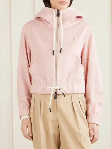 Moncler Grenoble Appliquéd Canvas-trimmed Linen And Cotton-blend Zip-up Hoodie | Thumbnail 3