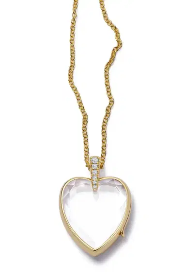 LOQUET Diamond Amate Heart Locket Rolo Chain Necklace | Thumbnail 1