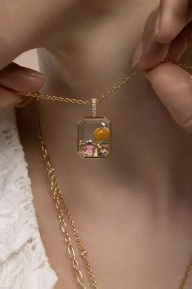 LOQUET Diamond Baguette Rolo Chain Locket | Thumbnail 3
