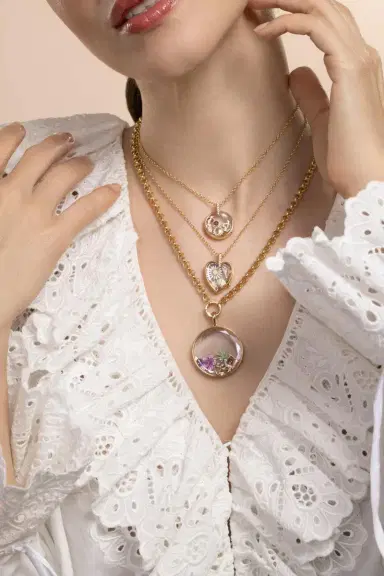 LOQUET Diamond Lyra Locket Rolo Chain Necklace | Thumbnail 2 LOQUET Diamond Lyra Locket Rolo Chain Necklace | Thumbnail 2