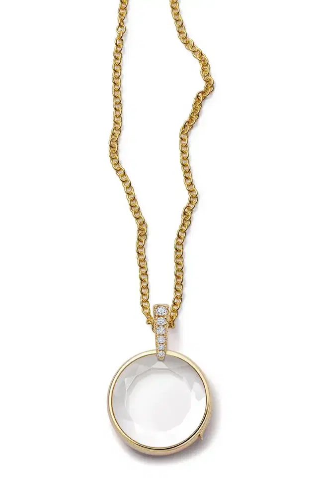 LOQUET Diamond Lyra Locket Rolo Chain Necklace