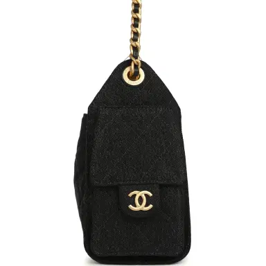 Chanel Chanel Mini 25 Hobo Bag Black Washed Denim Antique Gold Hardware | Thumbnail 4 Chanel Chanel Mini 25 Hobo Bag Black Washed Denim Antique Gold Hardware | Thumbnail 4