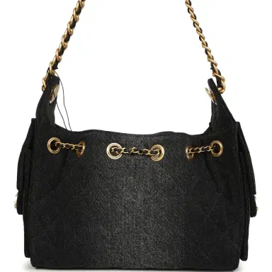Chanel Chanel Mini 25 Hobo Bag Black Washed Denim Antique Gold Hardware | Thumbnail 5 Chanel Chanel Mini 25 Hobo Bag Black Washed Denim Antique Gold Hardware | Thumbnail 5