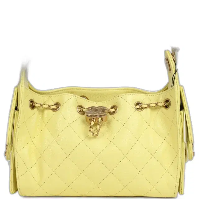 Chanel Mini 25 Hobo Bag Light Yellow Caviar Antique Gold Hardware