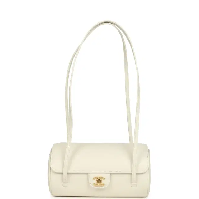 Chanel Chanel Preppy Coco Bowling Bag White Shiny Caviar Brushed Gold Hardware