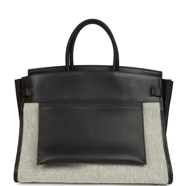 HERMÈS Hermes Birkin 35 A L'Envers Black-Ecru Toile H Canvas and Black Volupto Palladium Hardware | Thumbnail 4