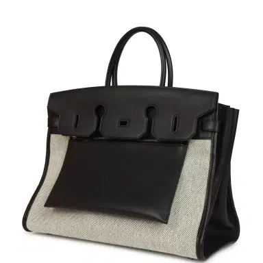HERMÈS Hermes Birkin 35 A L'Envers Black-Ecru Toile H Canvas and Black Volupto Palladium Hardware | Thumbnail 5