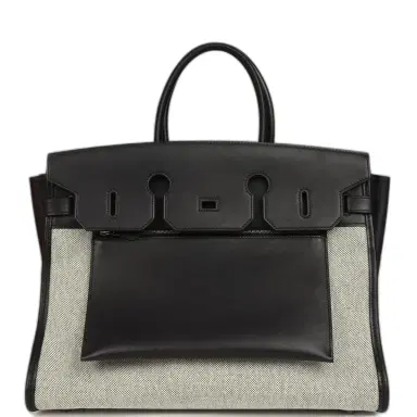HERMÈS Hermes Birkin 35 A L'Envers Black-Ecru Toile H Canvas and Black Volupto Palladium Hardware | Thumbnail 1