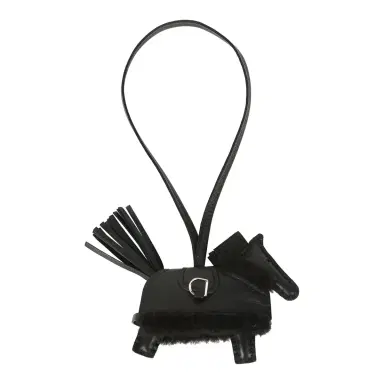HERMÈS Hermes Rodeo Robeo Plush Charm PM Black Milo Lambskin and Wool Palladium Hardware | Thumbnail 2 HERMÈS Hermes Rodeo Robeo Plush Charm PM Black Milo Lambskin and Wool Palladium Hardware | Thumbnail 2