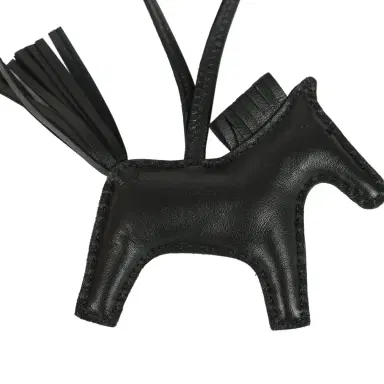 HERMÈS Hermes Rodeo Robeo Plush Charm PM Black Milo Lambskin and Wool Palladium Hardware | Thumbnail 5 HERMÈS Hermes Rodeo Robeo Plush Charm PM Black Milo Lambskin and Wool Palladium Hardware | Thumbnail 5