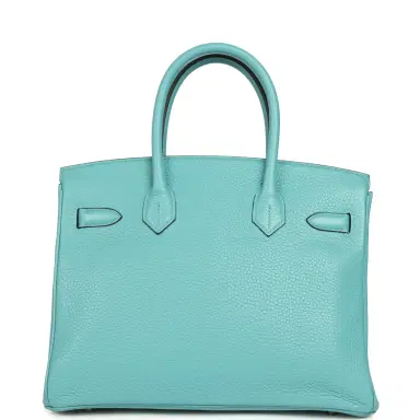 HERMÈS Pre-owned Hermes Birkin 30 Bleu Saint-Cyr Clemence Gold Hardware | Thumbnail 4