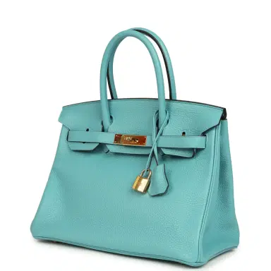 HERMÈS Pre-owned Hermes Birkin 30 Bleu Saint-Cyr Clemence Gold Hardware | Thumbnail 5