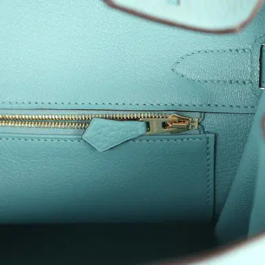 HERMÈS Pre-owned Hermes Birkin 30 Bleu Saint-Cyr Clemence Gold Hardware | Thumbnail 9