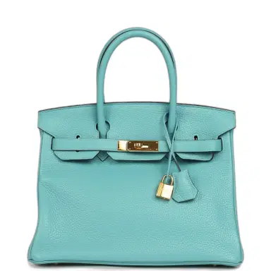HERMÈS Pre-owned Hermes Birkin 30 Bleu Saint-Cyr Clemence Gold Hardware | Thumbnail 1