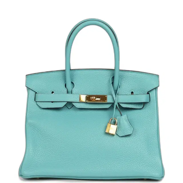 hermes Pre-owned Hermes Birkin 30 Bleu Saint-Cyr Clemence Gold Hardware