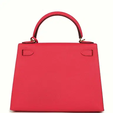 HERMÈS Pre-owned Hermes Kelly Sellier 28 Rose Extreme Epsom Gold Hardware | Thumbnail 4 HERMÈS Pre-owned Hermes Kelly Sellier 28 Rose Extreme Epsom Gold Hardware | Thumbnail 4