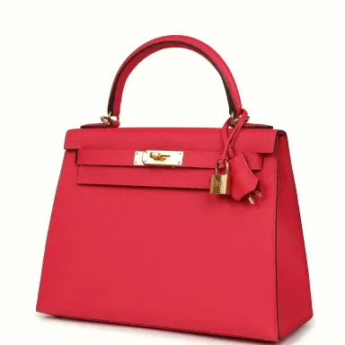 HERMÈS Pre-owned Hermes Kelly Sellier 28 Rose Extreme Epsom Gold Hardware | Thumbnail 5 HERMÈS Pre-owned Hermes Kelly Sellier 28 Rose Extreme Epsom Gold Hardware | Thumbnail 5