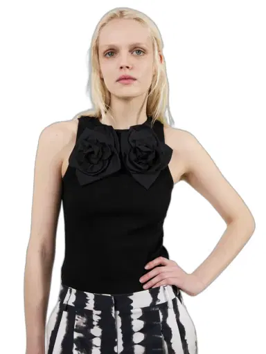 Aknvas The Camille flower tank in black | Thumbnail 1