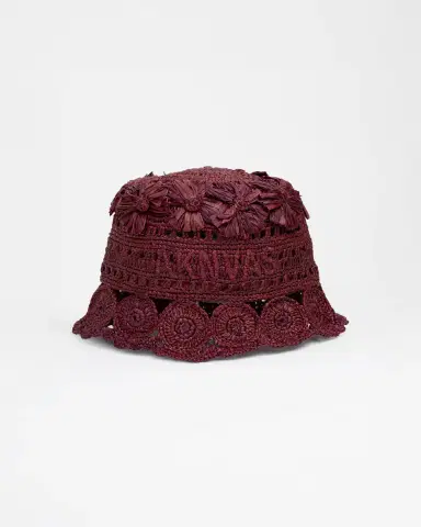 Aknvas The Cass raffia bucket hat in wine | Thumbnail 2