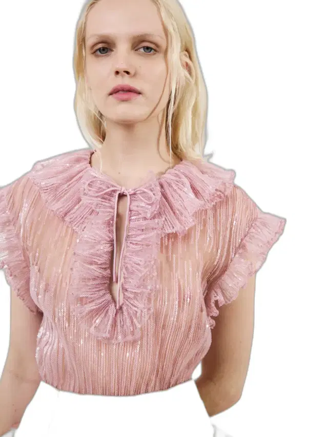 The Este ruffle top in rose