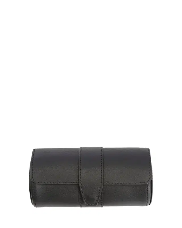 ROYCE New York Personalized Suede-Lined Leather Double Watch Roll