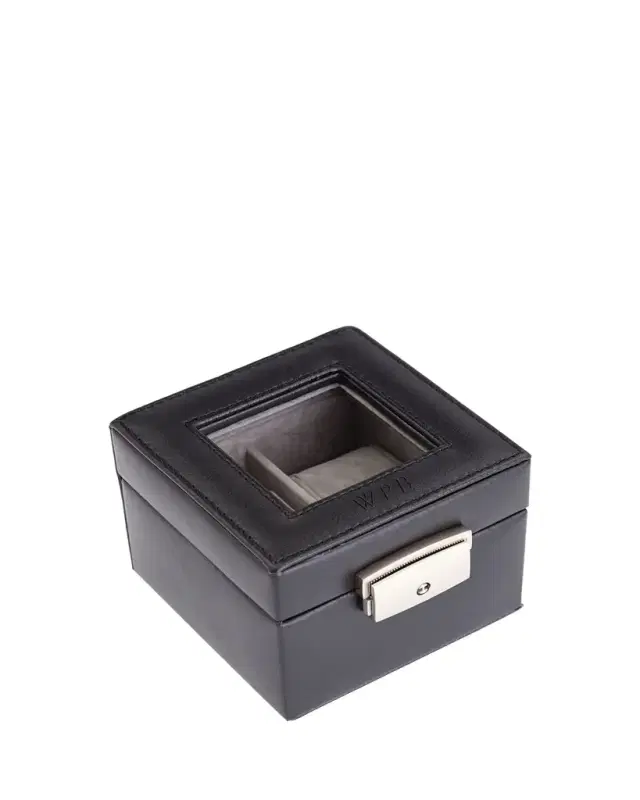ROYCE New York Personalized Leather 2-Watch Display Case