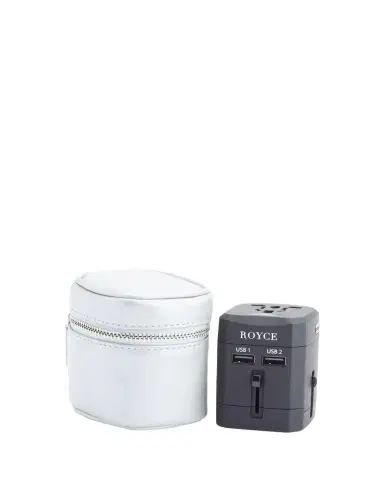 Royce New York International Travel Adapter & Monogrammed Leather Case Set | Thumbnail 1