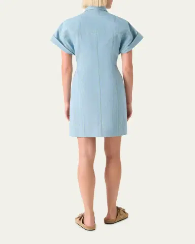 Akris punto Pinstripe Denim Short-Sleeve Zip Mini Shirtdress | Thumbnail 3 Akris punto Pinstripe Denim Short-Sleeve Zip Mini Shirtdress | Thumbnail 3