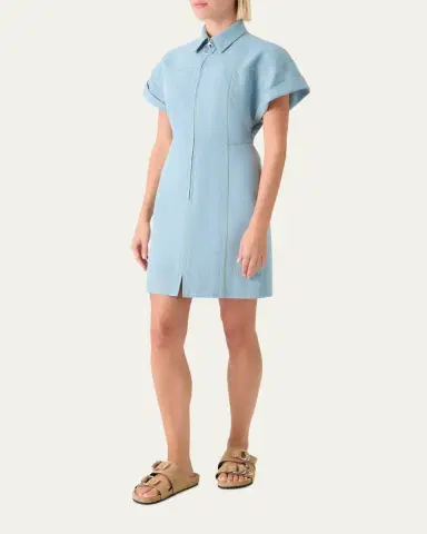 Akris punto Pinstripe Denim Short-Sleeve Zip Mini Shirtdress | Thumbnail 4 Akris punto Pinstripe Denim Short-Sleeve Zip Mini Shirtdress | Thumbnail 4