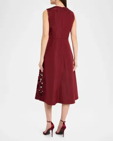 Oscar de la Renta Sleeveless Embroidered Midi Cocktail Dress | Thumbnail 7 Oscar de la Renta Sleeveless Embroidered Midi Cocktail Dress | Thumbnail 7