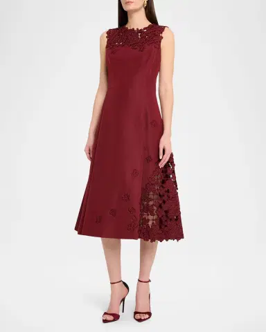 Oscar de la Renta Sleeveless Embroidered Midi Cocktail Dress | Thumbnail 8 Oscar de la Renta Sleeveless Embroidered Midi Cocktail Dress | Thumbnail 8