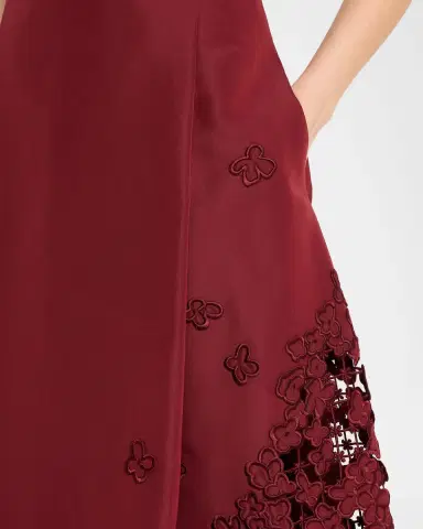 Oscar de la Renta Sleeveless Embroidered Midi Cocktail Dress | Thumbnail 9 Oscar de la Renta Sleeveless Embroidered Midi Cocktail Dress | Thumbnail 9