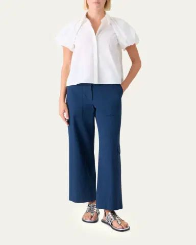Akris punto Cotton Poplin Puff-Sleeve Shirt | Thumbnail 2