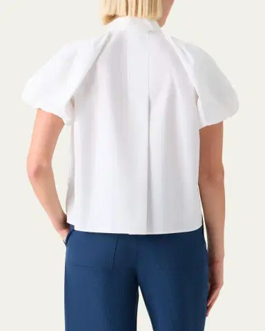 Akris punto Cotton Poplin Puff-Sleeve Shirt | Thumbnail 3