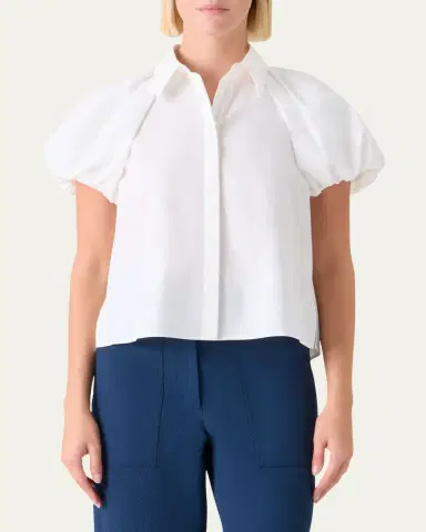 Akris punto Cotton Poplin Puff-Sleeve Shirt | Thumbnail 4