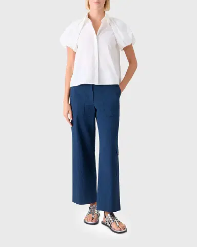 Akris punto Cotton Poplin Puff-Sleeve Shirt | Thumbnail 6