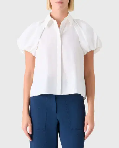 Akris punto Cotton Poplin Puff-Sleeve Shirt | Thumbnail 8