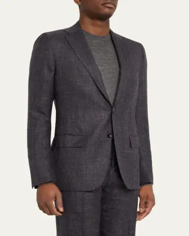 Kiton Men's Cashmere, Silk and Linen Plaid Two-Piece Suit | Thumbnail 4