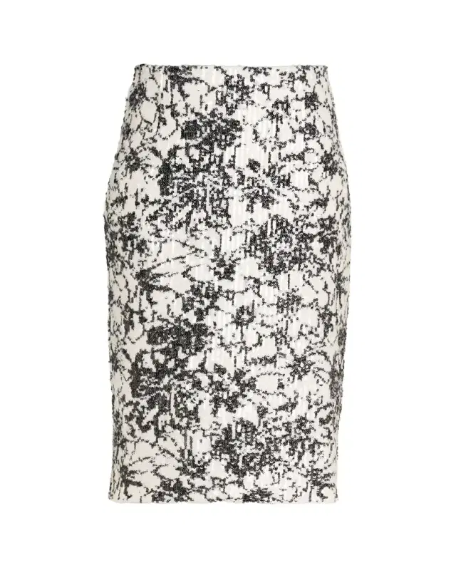 Prabal Gurung Floral Sequined Midi Pencil Skirt