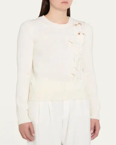 Oscar de la Renta Laser Cut Ivy Crewneck Sweater | Thumbnail 4 Oscar de la Renta Laser Cut Ivy Crewneck Sweater | Thumbnail 4