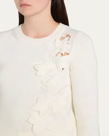 Oscar de la Renta Laser Cut Ivy Crewneck Sweater | Thumbnail 5 Oscar de la Renta Laser Cut Ivy Crewneck Sweater | Thumbnail 5