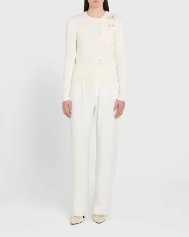 Oscar de la Renta Laser Cut Ivy Crewneck Sweater | Thumbnail 6 Oscar de la Renta Laser Cut Ivy Crewneck Sweater | Thumbnail 6