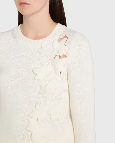 Oscar de la Renta Laser Cut Ivy Crewneck Sweater | Thumbnail 8 Oscar de la Renta Laser Cut Ivy Crewneck Sweater | Thumbnail 8