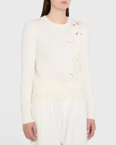 Oscar de la Renta Laser Cut Ivy Crewneck Sweater | Thumbnail 9 Oscar de la Renta Laser Cut Ivy Crewneck Sweater | Thumbnail 9