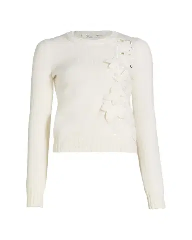 Oscar de la Renta Laser Cut Ivy Crewneck Sweater | Thumbnail 1 Oscar de la Renta Laser Cut Ivy Crewneck Sweater | Thumbnail 1