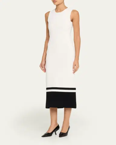 PRABAL GURUNG Sleeveless Compact Knit Two-Tone Midi Dress | Thumbnail 4 PRABAL GURUNG Sleeveless Compact Knit Two-Tone Midi Dress | Thumbnail 4