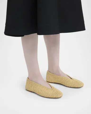 Bottega Veneta Rosa Raffia Ballerina Flats | Thumbnail 2